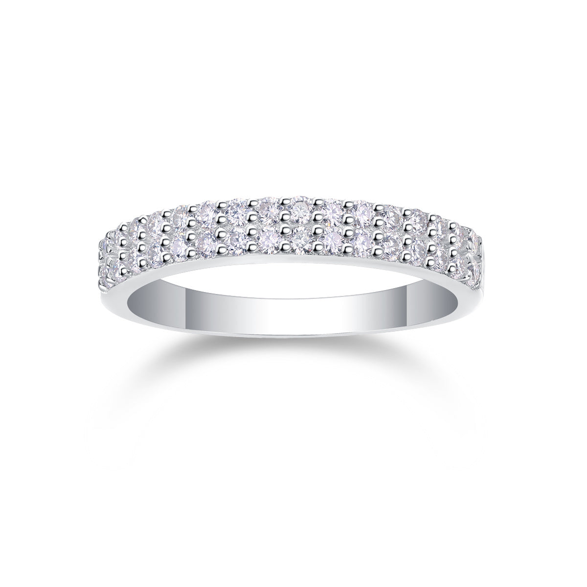 Luxury Fashion Double Row Diamond Ring With Moissanite Silver Ring