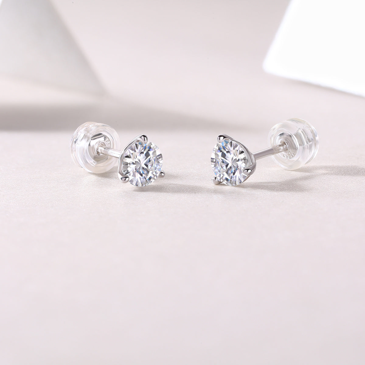 Freeze Frame Luxury Fashion Diamond Earrings Stud Set With Mosan Diamond Silver Jewelry