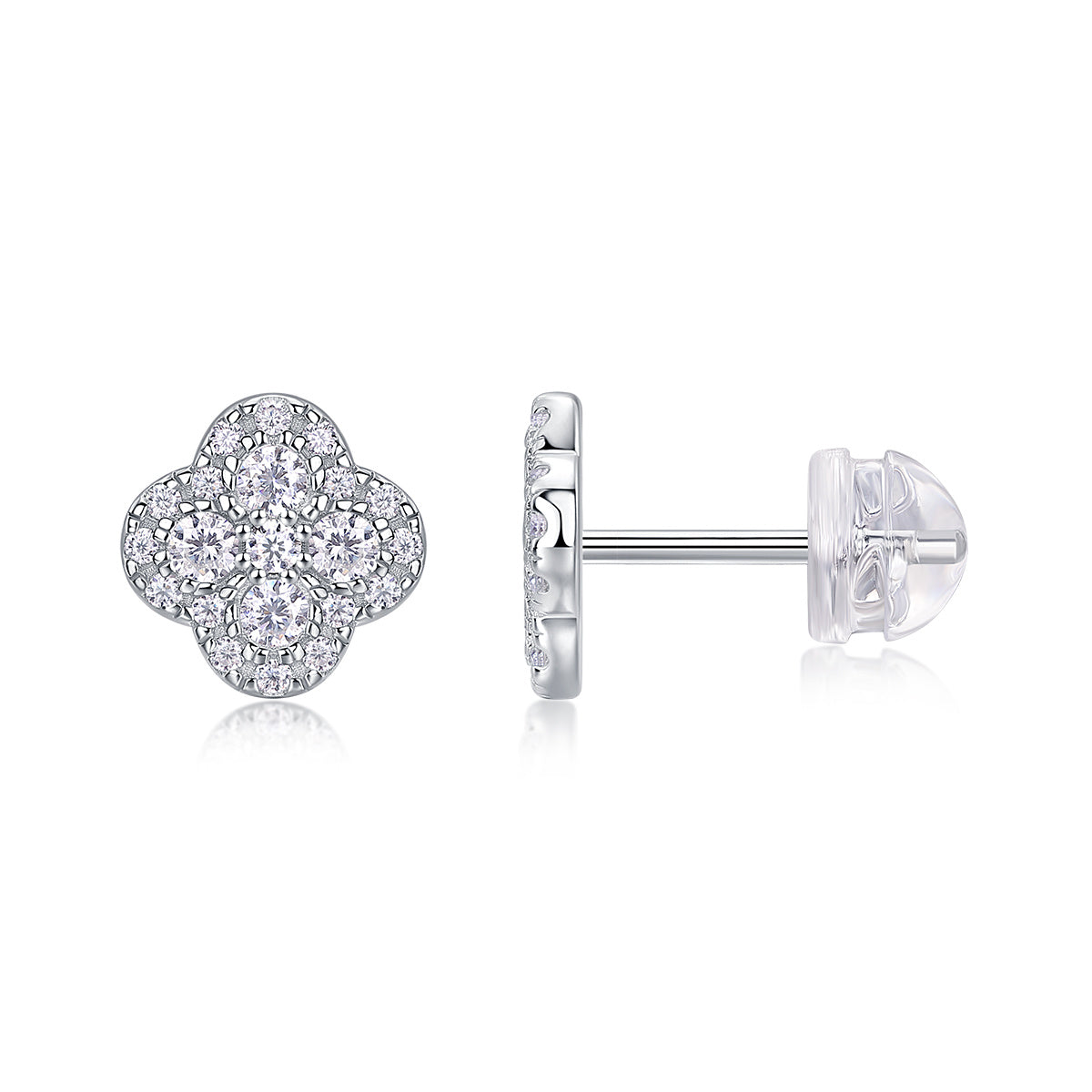 Fragrance Luxury Fashion Diamond Earrings Stud Inlaid With Mosan Diamond Silver Jewelry