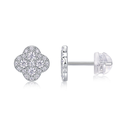 Fragrance Luxury Fashion Diamond Earrings Stud Inlaid With Mosan Diamond Silver Jewelry