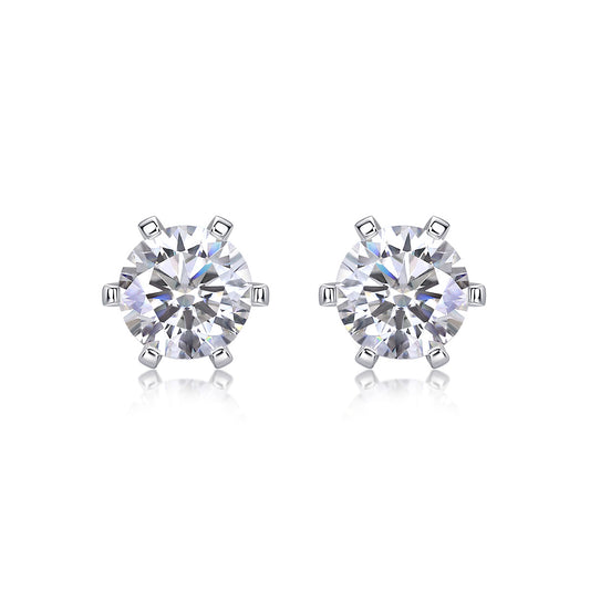 Quiet Luxury Fashion Diamond Earrings Stud Set With Mosan Diamond Silver Ornaments