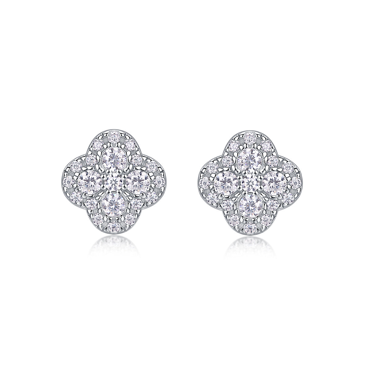 Fragrance Luxury Fashion Diamond Earrings Stud Inlaid With Mosan Diamond Silver Jewelry