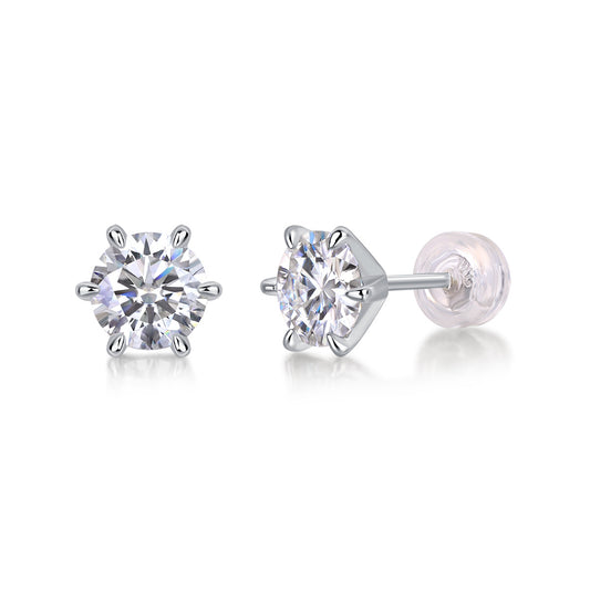 Guardian Classic Six Claw Luxury Fashion Diamond Earrings Stud Set Mosan Diamond Silver Jewelry