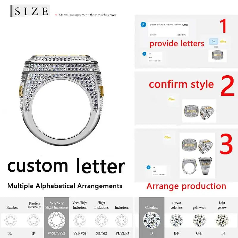 High Quality Styles Letter Bracelet Silver 925 Moissanite Iced Out Custom Name Bracelet For Men Hip Hop Jewelry Gifts
