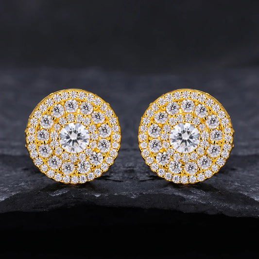 Unisex Round luxury Ice out VVS1 Moissanite Earring Classic Silver 925 Fashion Earrings Engagement Gift