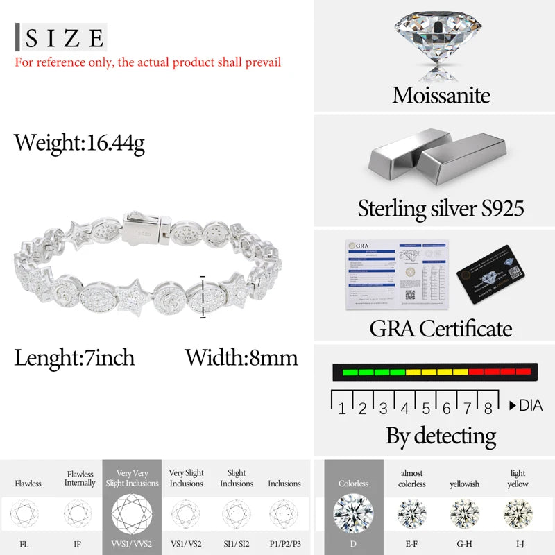 Unisex VVS Moissanite 925 Chains Necklaces Woman Chain For Men'S Hip Hop Jewelry