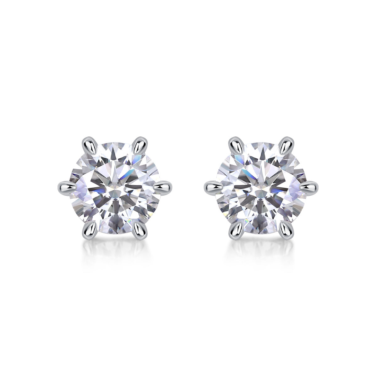 Guardian Classic Six Claw Luxury Fashion Diamond Earrings Stud Set Mosan Diamond Silver Jewelry