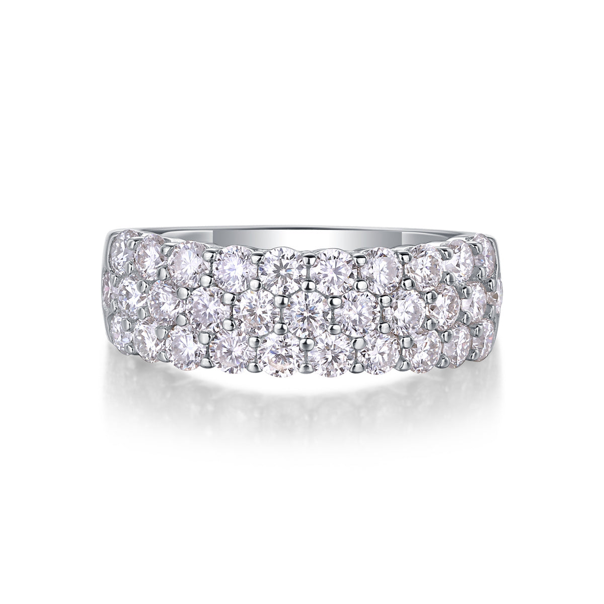 Multi-row Diamond Ring Luxury Fashion Set Moissanite Silver Ring