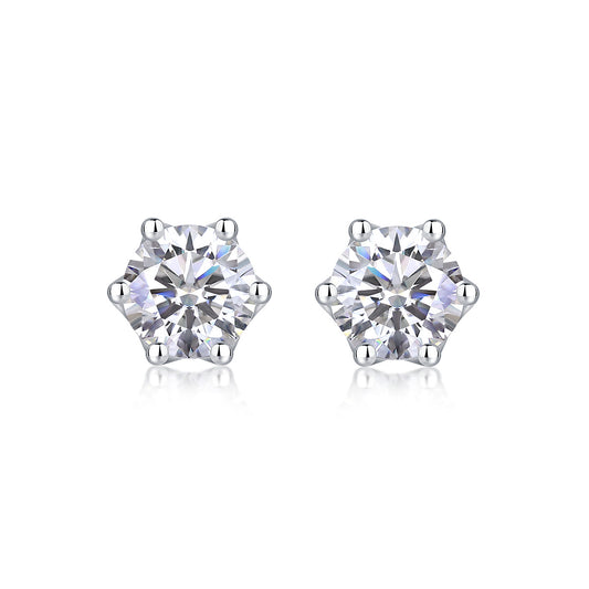 Freehand Flower Luxury Fashion Diamond Earrings Stud Inlaid With Mosan Diamond Silver Jewelry